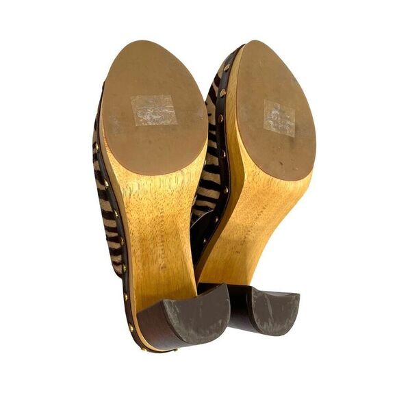 VERONICA BEARD Grita calf hair chunky Clogs Size  8 boho fall - Picture 11 of 12